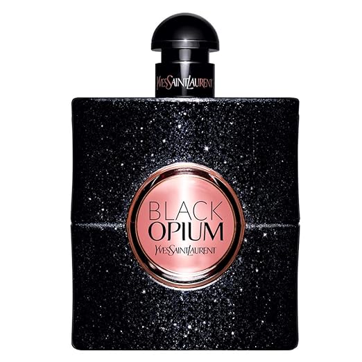 Frasco negro con destellos dorados del perfume Black Opium de YSL EDP femenino floral gourmand café