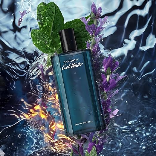 Frasco de Cool Water de Davidoff, EDT acuático fresco masculino clásico