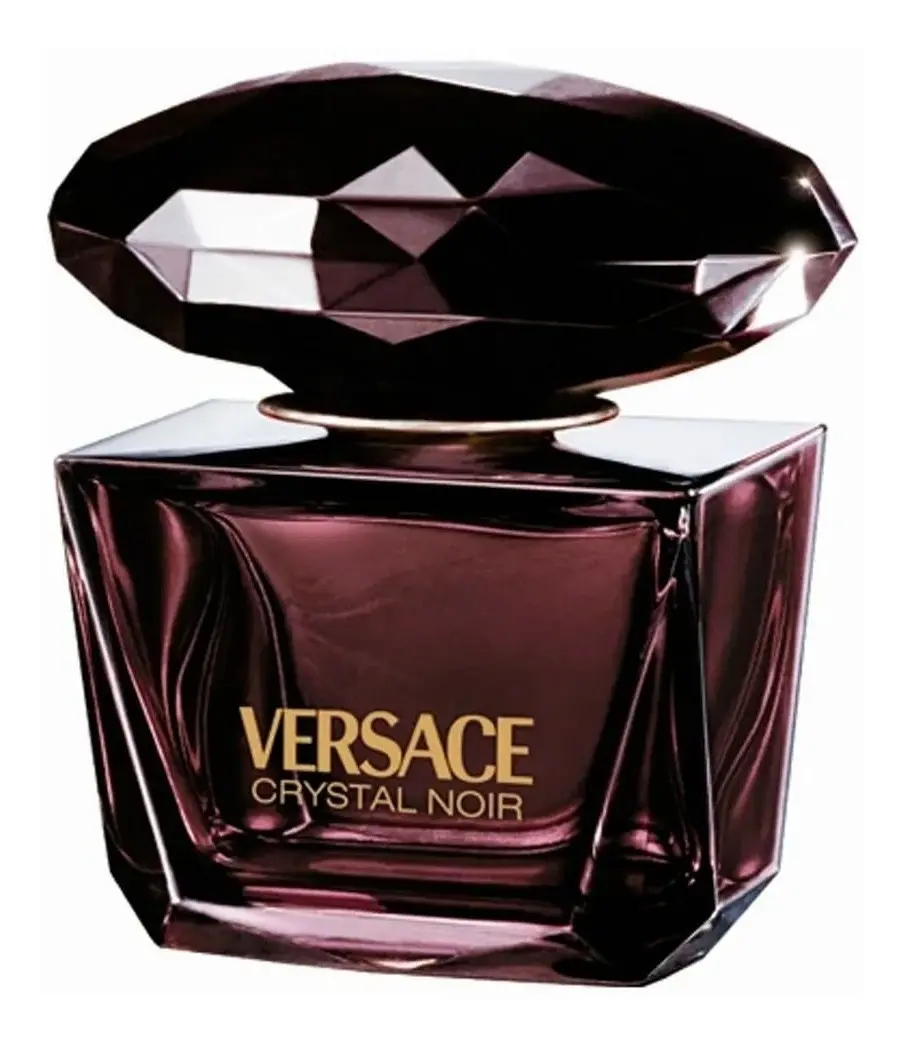 Frasco oscuro de Crystal Noir de Versace, EDP floral especiado femenino nocturno