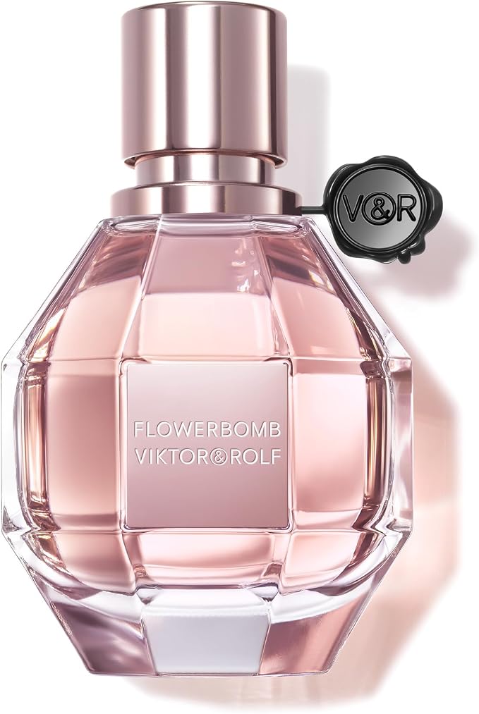 Frasco en forma de granada de Flowerbomb de Viktor & Rolf EDP femenino floral oriental rosa jazmín