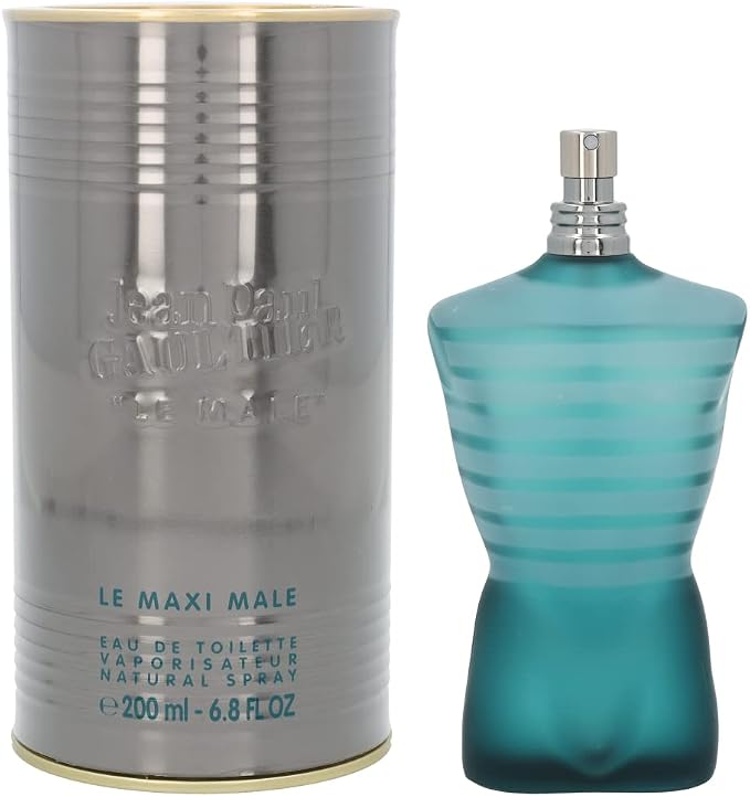 Frasco icónico de Le Male de Jean Paul Gaultier con forma de torso masculino, EDT oriental amaderado