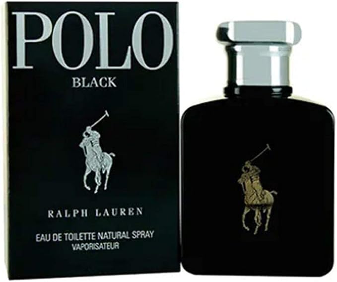 Frasco negro del perfume Polo Black de Ralph Lauren EDT masculino oriental amaderado frutal