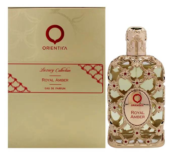 Frasco dorado de Royal Amber de Orientica, EDP oriental suntuoso unisex árabe